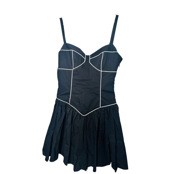NWT Caroline Constas Black White Orella Geometric Piping Mini Dress Size Small - Picture 6 of 15